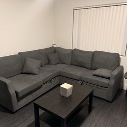 L shape sofa with storage and bed