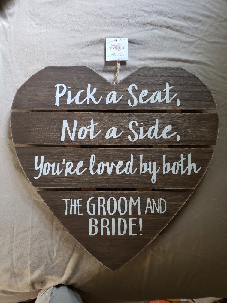 Wedding Heart Shaped Sign.