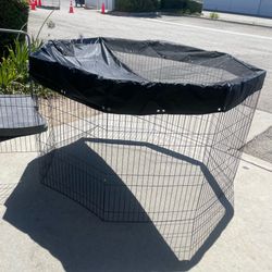 36” Tall Dog Playpen With Cover Dog Run, Dog Cage 8 Panels Fence with Door