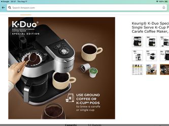 Keurig K-Duo Special Edition Single-Serve K-Cup Pod & Carafe Coffee Maker -  Silver