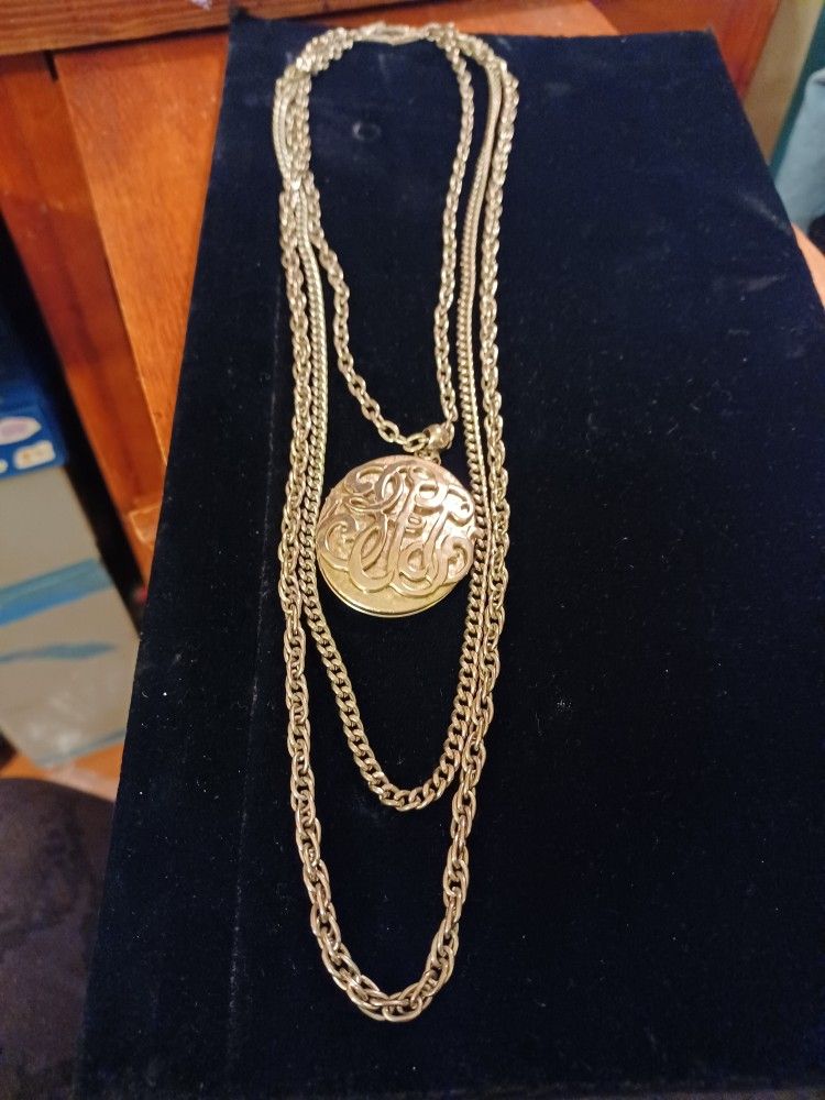 Vintage 3-Strand Chain Locket Necklace