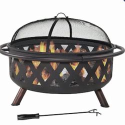 Sunnydaze Decor 36-in W Black Steel Wood-Burning Fire Pit(new in box)