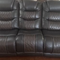 Brown Leather 3 piece Living Room Set