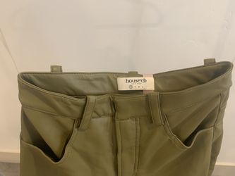 Olive green vegan leather trousers 