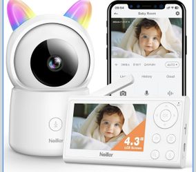 Baby Monitor, 4.3" Video Baby Monitor with 1080P Camera, Smart 2.4G WiFi Audio Monitor with Remote PTZ, Night Vision, 2-Way Talk, Sleep Mode, RGB Nigh