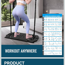 Foldable Push up Board, ABS Pushup board with Portable 15 in 1 for Men & Women, Pilates Bar Kit with Latex Resistance Bands, Home Exercise Equipment