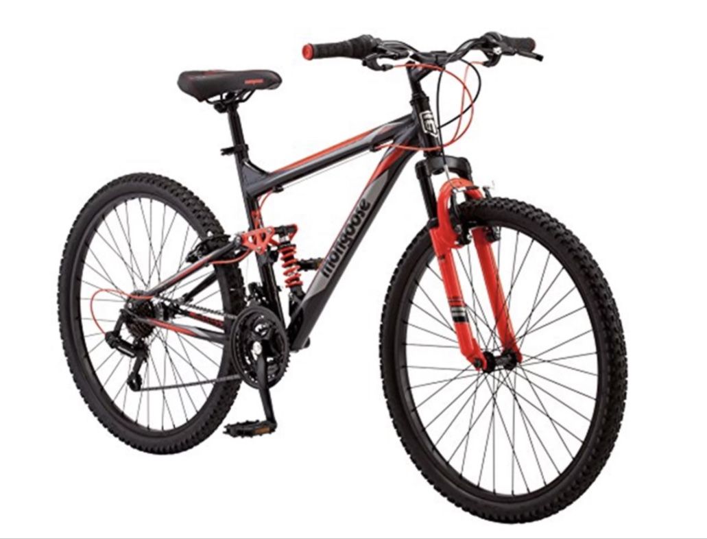 Mongoose Men’s Status 2.2 26” Black And Red Mountain Bike