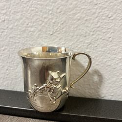 Disney Pooh Bear And Tigger Vintage Silver Plated Christening Mug