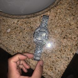 Silver Icy Cartier Watch