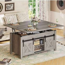 Pick Up: Lift Top Coffee Table, 4 in 1 Multi-Function Convertible Coffee Tables with Storage and Hidden Compartment, Farmhouse Coffee Table Converts t