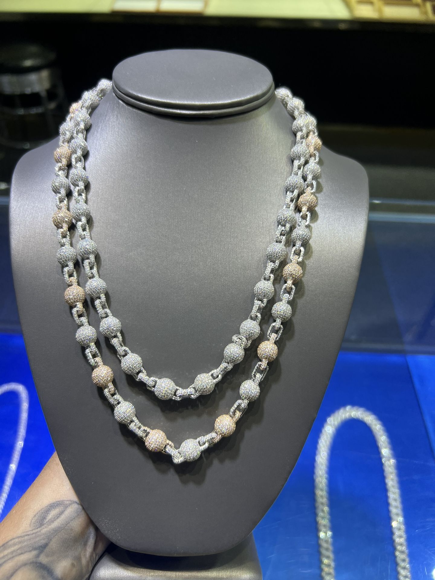 Moissanite custom ball link chains
