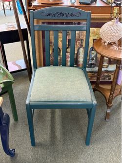 🪑 Hand-Painted Accent Chair | Solid Wood | Upholstered Seat