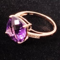 14kt Rose Gold Purple Gem Ring