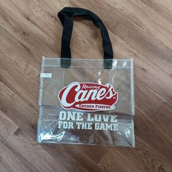 Clear Plastic Tote Raising Cane's Chicken Fingers ONE LOVE FOR THE GAME