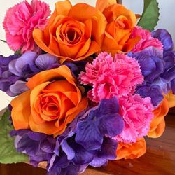 Hot Pink Orange Purple beach tropical prom wedding bridal bouquet