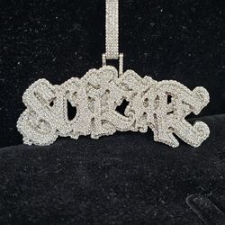 Men's 3" Custom SOKER Pendant 14k White Gold. approximately six carats of natural diamonds