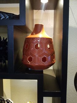 Retro Geometric Athree Hands VASE ORANGE GLASS
