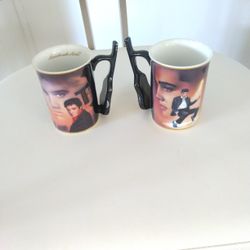 Elvis Presley Coffee Mugs 2002 Suede Shoes & Heart  Break Hotel  15.00 each Set Of 2