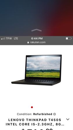 Like new Lenovo laptop model number is t450s