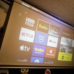 Projector With 80 Inch Pull Down Screen + Roku Stick Bundle