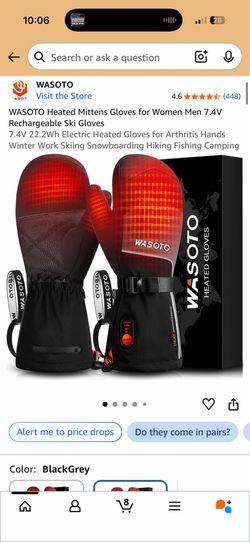 WASOTO Heated Mittens Gloves Large