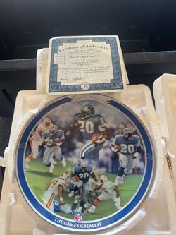 Barry Sanders Bradford Exchange Collector Plate with COA