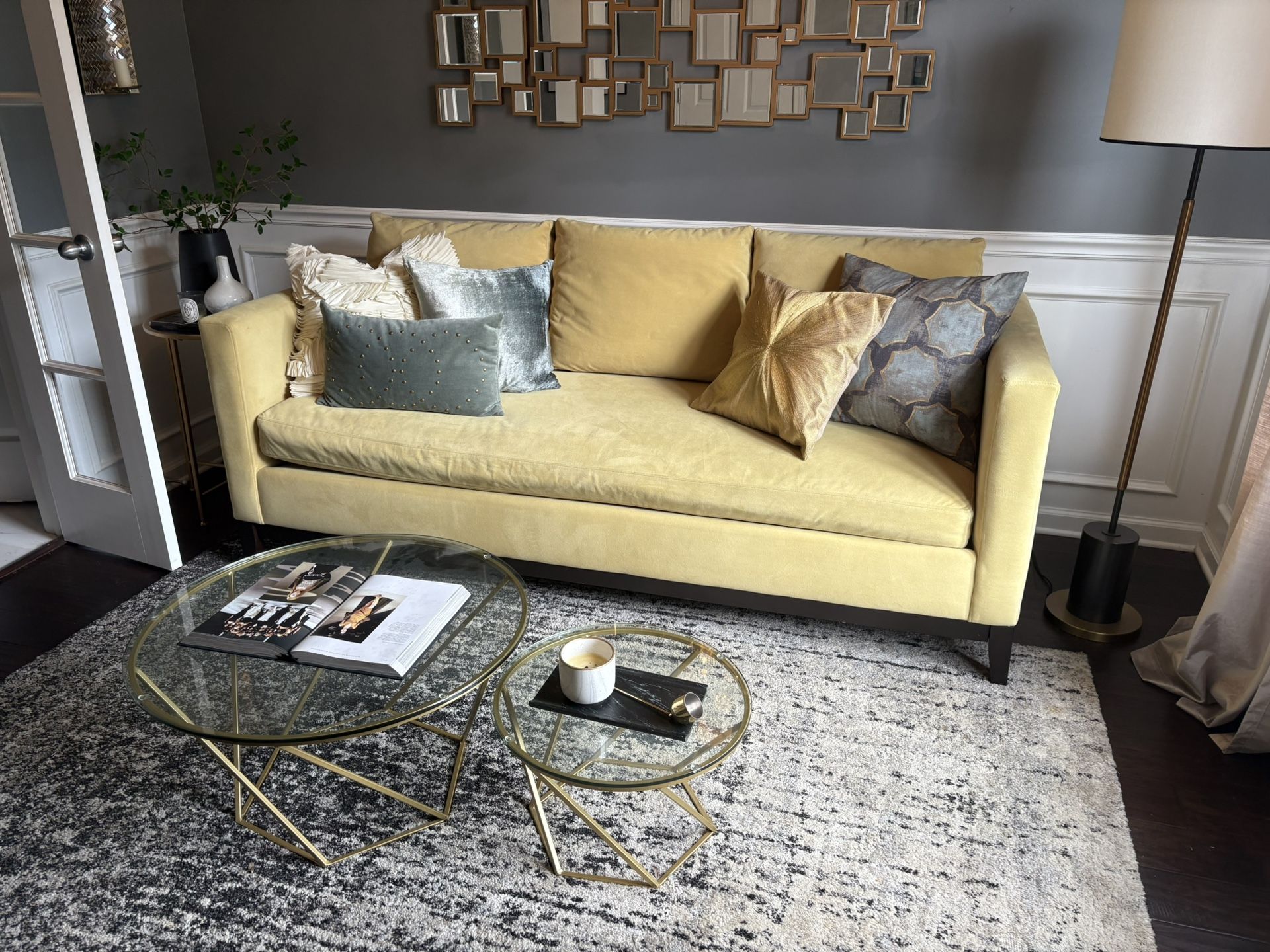West Elm Performance Velvet Sofa And Rug
