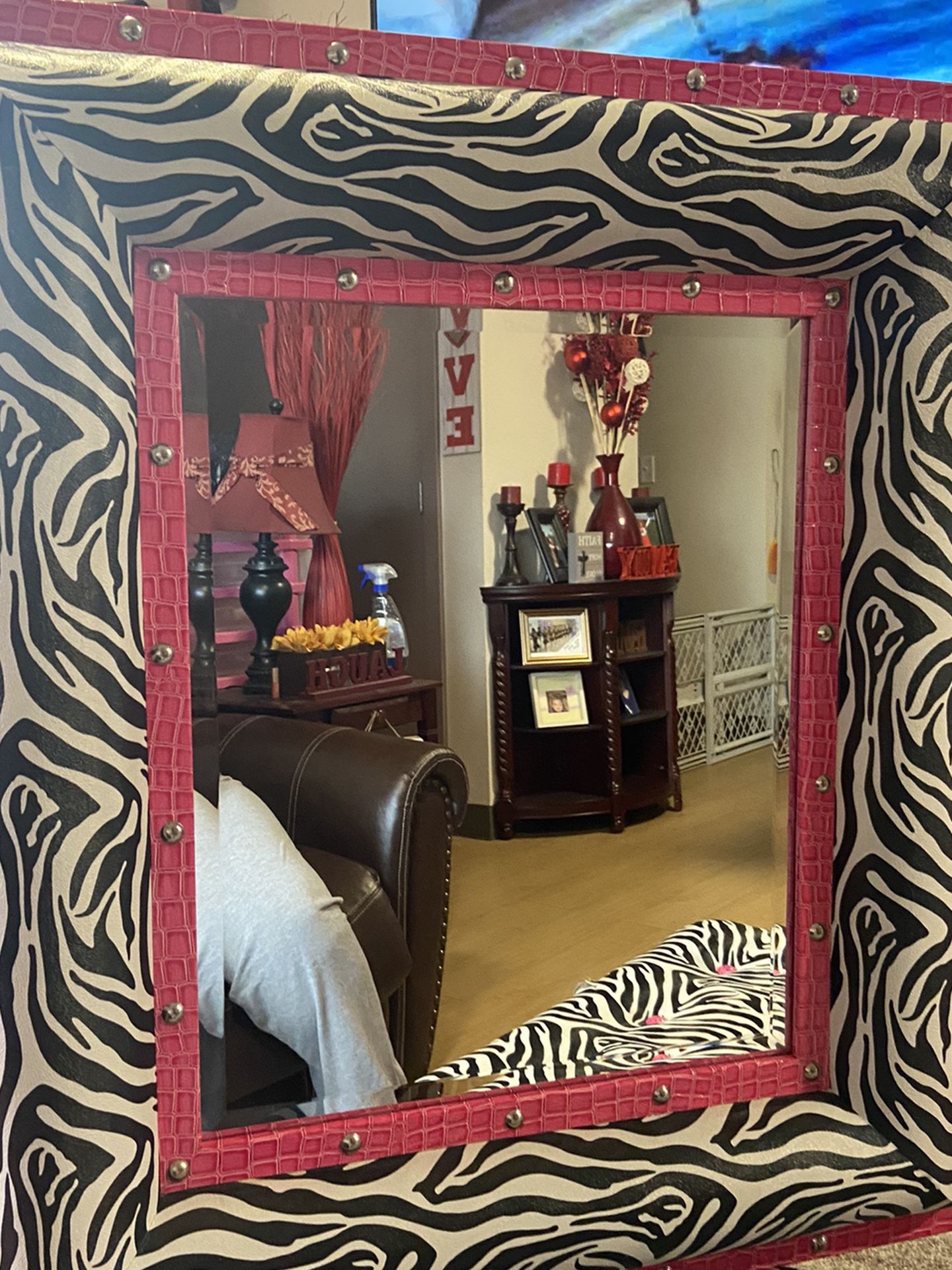Zebra Mirror & Bench