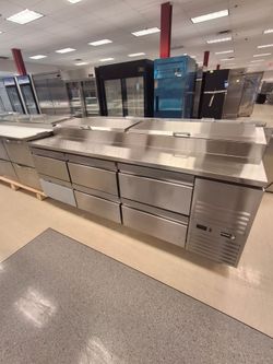 Fagor 94" pizza prep table with 6 drawers