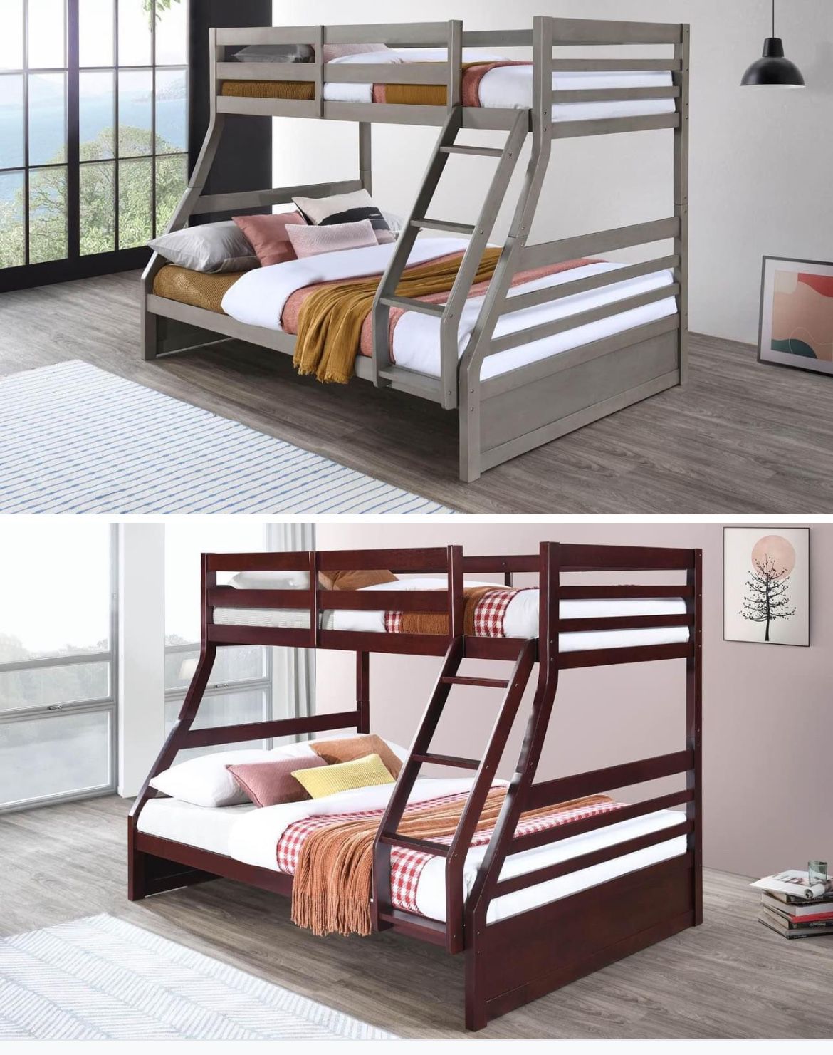 Twin Full Wooden Bunk Bed 