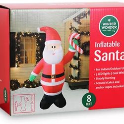8 Feet Inflatable LED Santa Outdoor Christmas Decorations