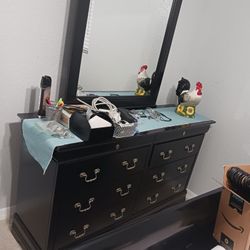 Full Size Bed + Dresser With Mirror + Nightstand