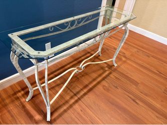 White/glass sofa table and end table (2 tables)