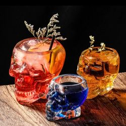 New set of two Clear Crystal head vodka Skull acrylic Shot Glasses