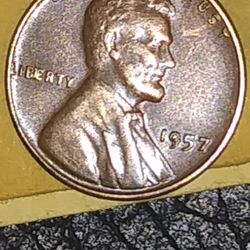 1957 Wheat Penny Extra I Between B &E In Liberty And. 9 Is Filled In 1957