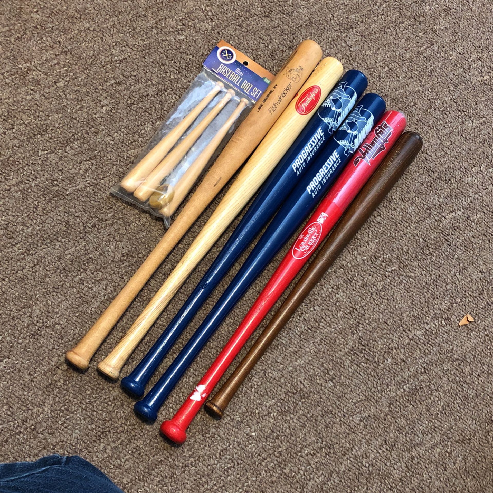 Set Of 6, Mini Baseball Bats, 18”