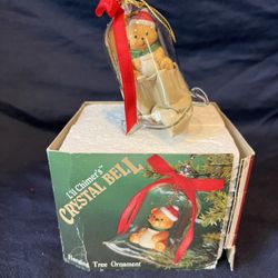 Vintage Christmas L'il Chimer's Crystal Bell Bear Hanging Ornament