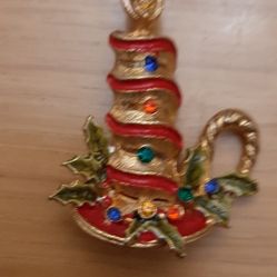 Christmas Candle Stick Brooch