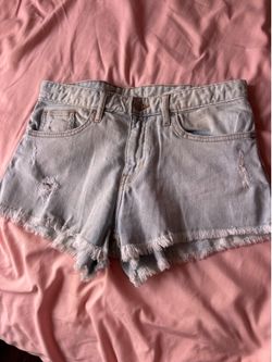light washed booty shorts