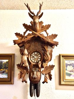 Very large cuckoo clock in perfect condition and works very well and keeps perfect time.