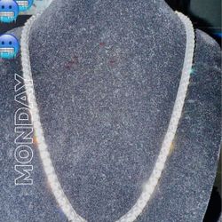 moissanite 4MM Tennis moissanite Necklace | 925 Silver Unisex 24inches  