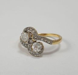 Original Antique Victorian Era Ring Natural Old Cut Diamonds Handmade 18k Gold And Platinum