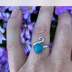 925 Sterling Silver Turquoise Gemstone Adjustable Ring