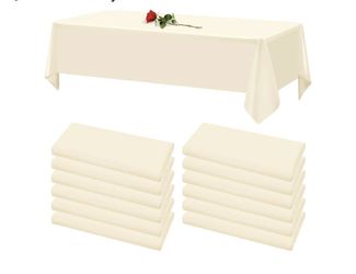 24 Pack Beige Tablecloths for Rectangle Tables Stain and Wrinkle Resistant Washable Polyester Tablecloth 60 x 126 Inch Table Cloth Rectangle Table 6 F