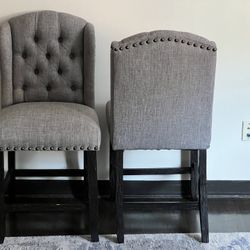 Sommariah Rustic Gray w/black Legs Counter Height Chair - Set of Two