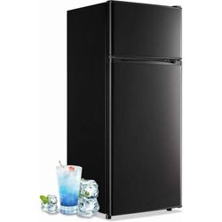 4.4 Cu.Ft Mini Fridge with Freezer, Small Refrigerator with 2 Doors for Kitchen, Dorm, Office and Bedroom, Mini Fridge with Adjustable Shelves (Black)