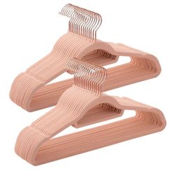 SONGMICS Velvet Hangers Clothes Hanger with Rose Gold Swivel Hook Set of 30 - Pink