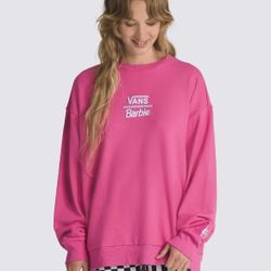 VANS X BARBIE RENE OVERSIZED LONG SLEEVE CREW SWEATSHIRT NEW WITH TAG (MEDIUM)