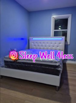 NEW QUEEN BED FRAME AND MATTRESS