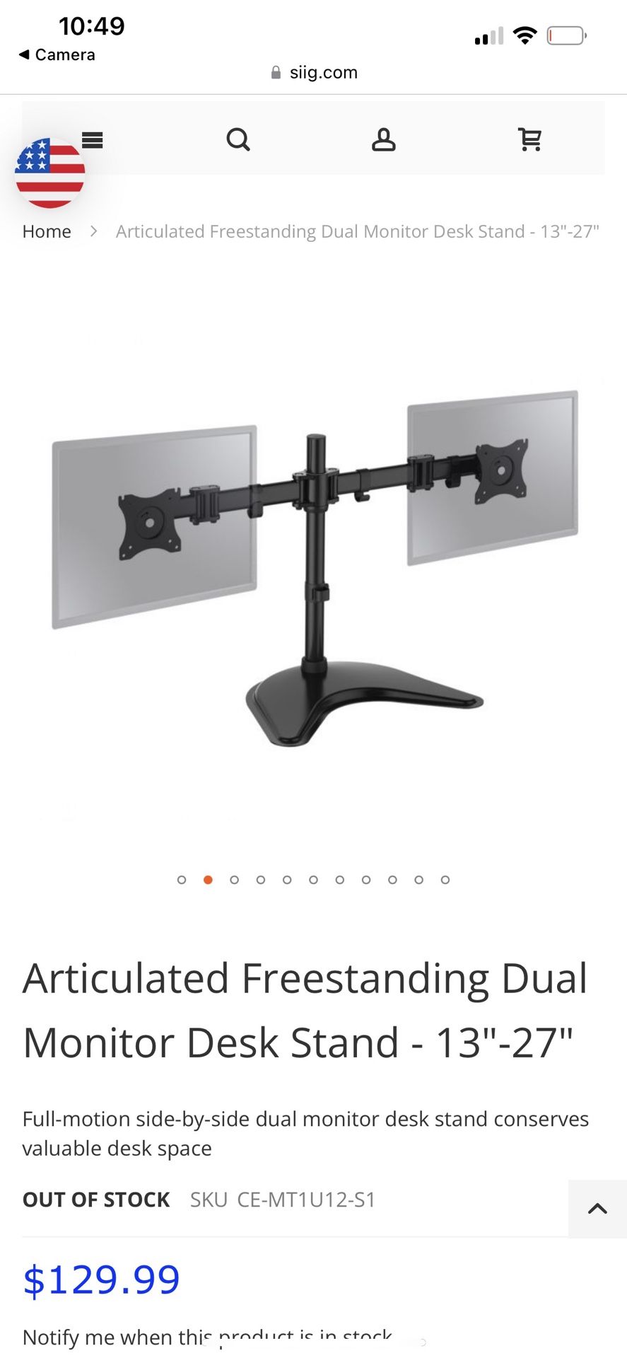 Articulated Freestanding Dual Monitor Desk Stand - 13"-27"